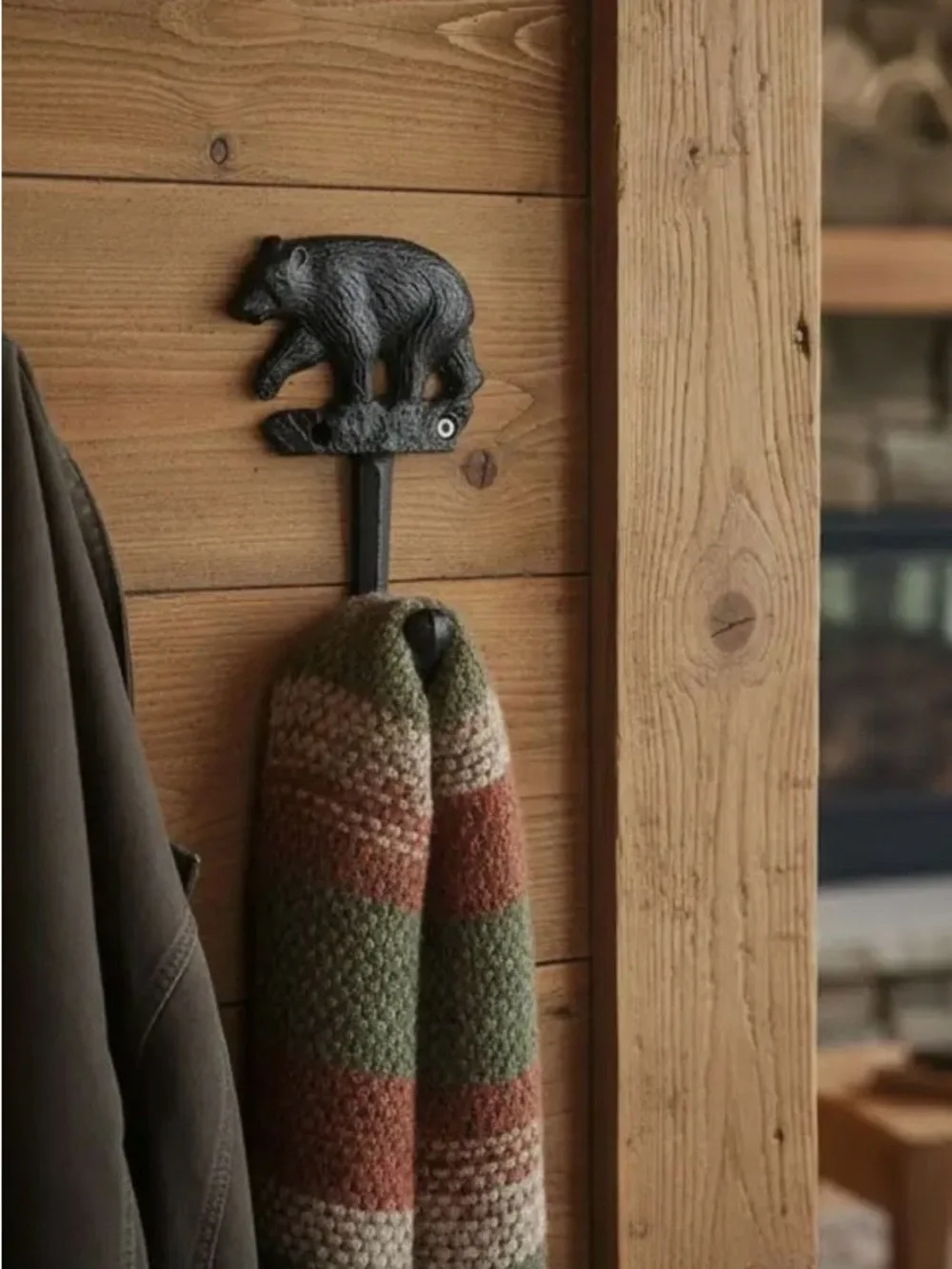Black Bear Cast Iron Wall Hook - Rustic Home Accent—New